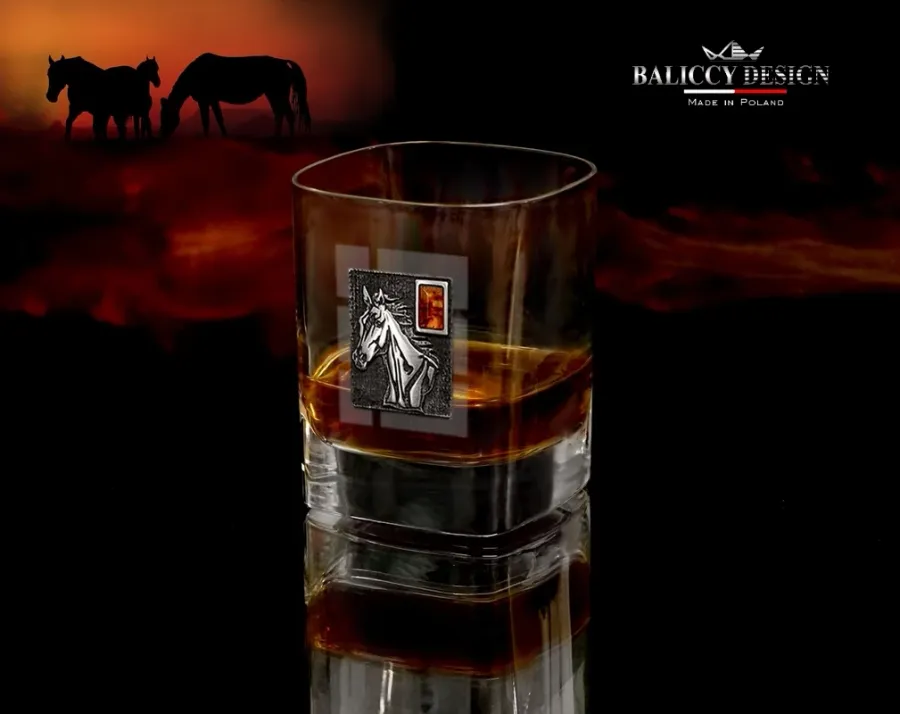 obrazek 2 Szklanka do whisky z bursztynem dla miłośnika koni