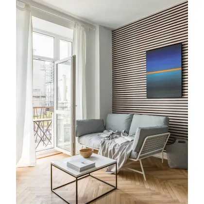 Zdjęcie 275x30x2,6 cm LD Panel akustyczny na grubym filcu (lamel dąb sonoma) - ścienny i sufitowy 3D