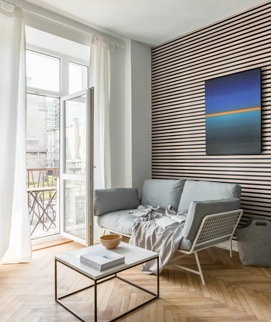 obrazek 1 275x30x2,6 cm LD Panel akustyczny na grubym filcu (lamel dąb sonoma) - ścienny i sufitowy 3D