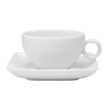 Picture White classic tea cup and saucer from the Carré White collection - 4 pieces - Vista Alegre