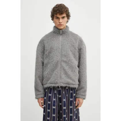 Zdjęcie MKI MIYUKI ZOKU kurtka Faux Alpaca Track Jacket kolor szary przejściowa oversize FAUX.ALPACA.TRACK.JACK.