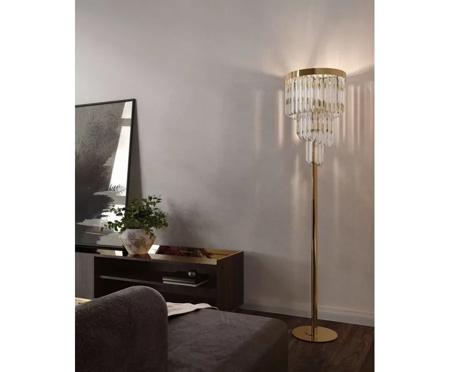 obrazek 3 Ekskluzywna lampa podłogowa z pozłacanego mosiądzu i szkła