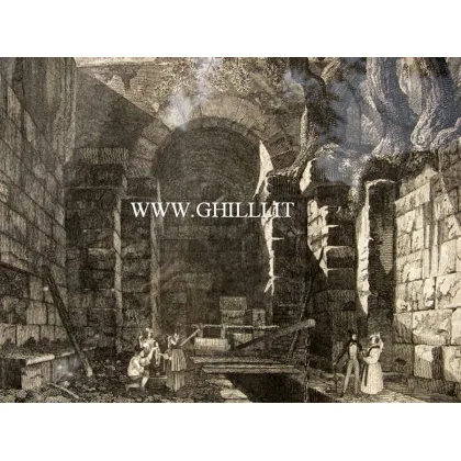 Picture Ancient engraving depicting the envoy of Lake Albano, built by the Romans during the siege of Vej