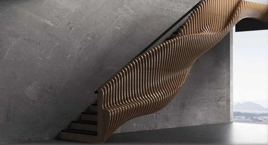 obrazek 1 Designerskie schody ze sklejki na wymiar