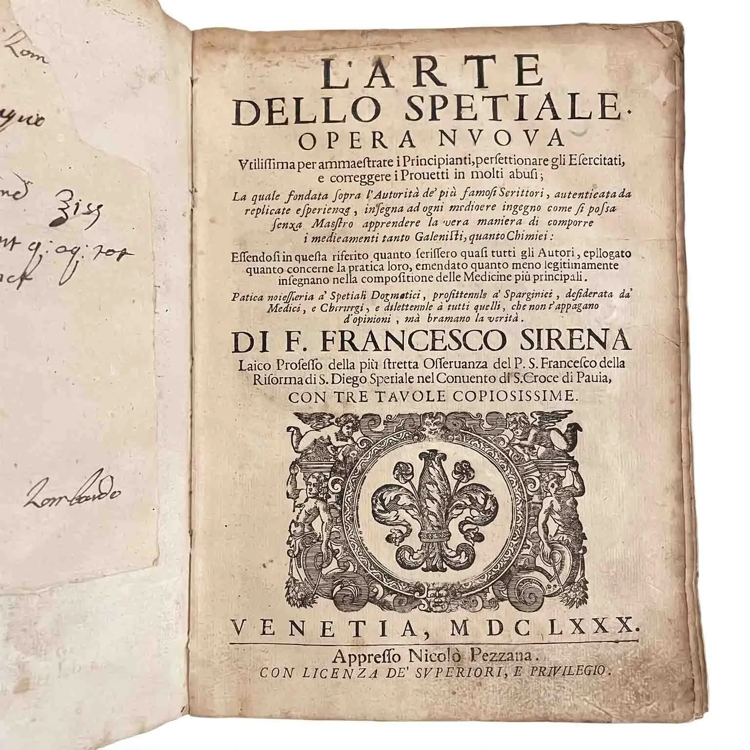 Zdjęcie Zabytkowa księga: *L’Arte dello Spetiale* (Sztuka aptekarska) autorstwa Francesco Sireny, Wenecja, 1680 r.