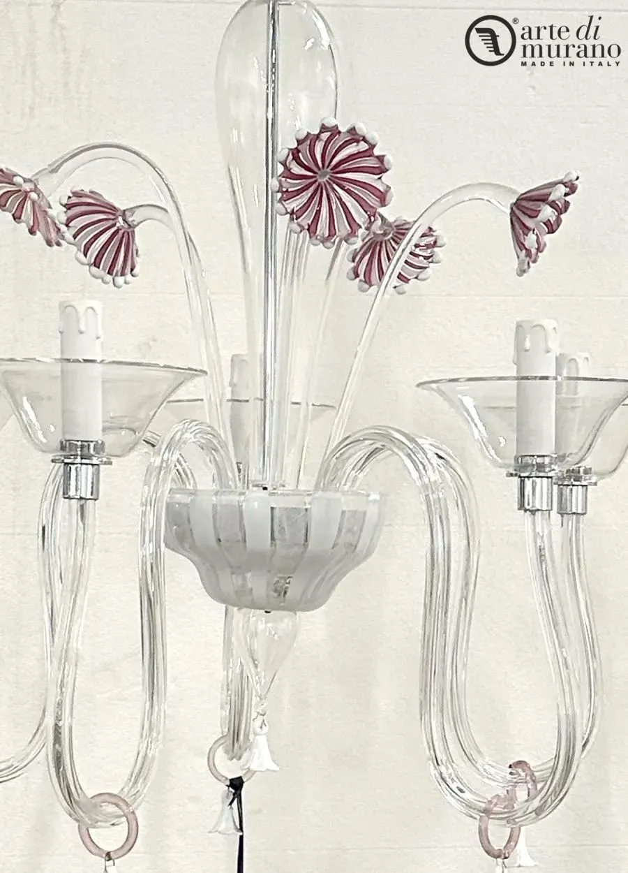 obrazek 1 Wytworny szklany żyrandol ze szkła Murano na 5 żarówek