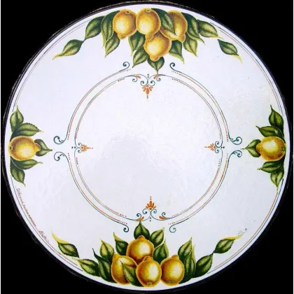 Zdjęcie Blat ogrodowy z lawy zdobiony pięknym motywem cytryn – Ceramiche Valchida