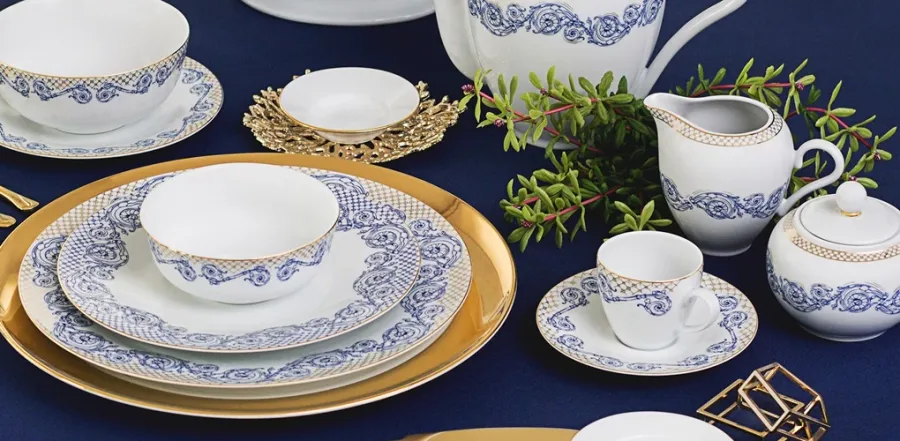 obrazek 3 Stylowa porcelanowa zastawa stołowa dla 12 osobowej rodziny - Porcel