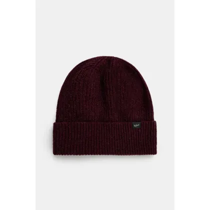 Zdjęcie Woolrich czapka wełniana Knitted Ribbed Beanie kolor bordowy wełniana CFWOAC0331MRUF0659