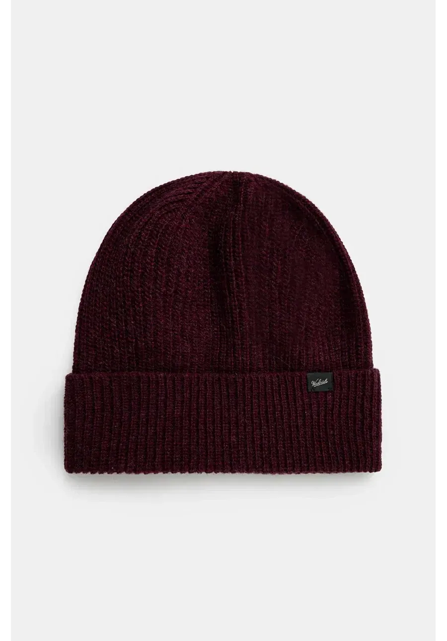 obrazek 1 Woolrich czapka wełniana Knitted Ribbed Beanie kolor bordowy wełniana CFWOAC0331MRUF0659