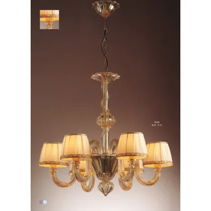 Zdjęcie Żyrandol sześciopunktowy ze złotego szkła Murano z tonalnym kloszem - Il Paralume Marina