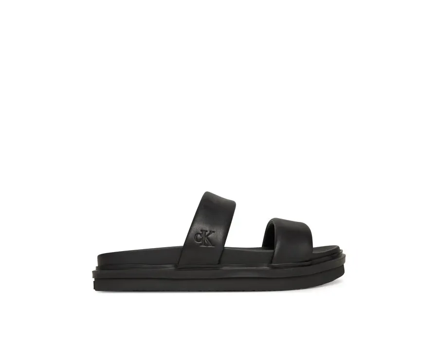 obrazek 1 Calvin Klein Jeans Klapki Flat Molded Doublebar Sandal Lth YM0YM01226 Czarny