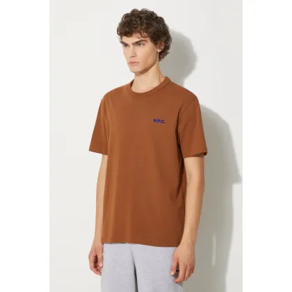 Zdjęcie A.P.C. t-shirt bawełniany t-shirt boxy petit vpc męski kolor brązowy melanżowy COHBQ.H26391