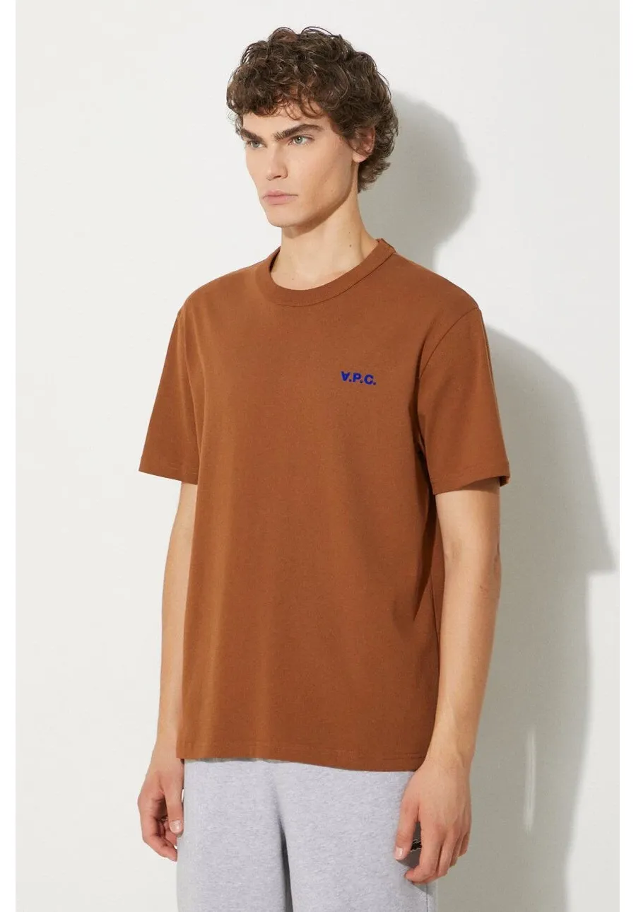 obrazek 1 A.P.C. t-shirt bawełniany t-shirt boxy petit vpc męski kolor brązowy melanżowy COHBQ.H26391