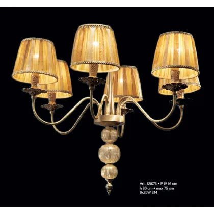 Zdjęcie Wyjątkowy żyrandol ze szkła Murano z żółtymi jedwabnymi abażurami - Il Paralume Marina