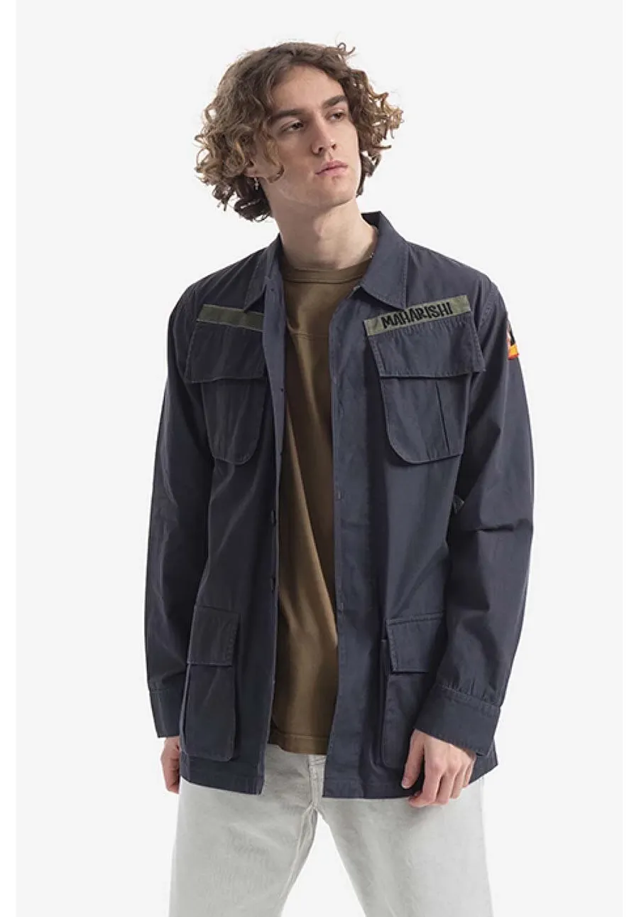 obrazek 1 Maharishi koszula bawełniana Oneness Jungle męska kolor czarny regular z kołnierzykiem klasycznym 3584.BLACK-BLACK