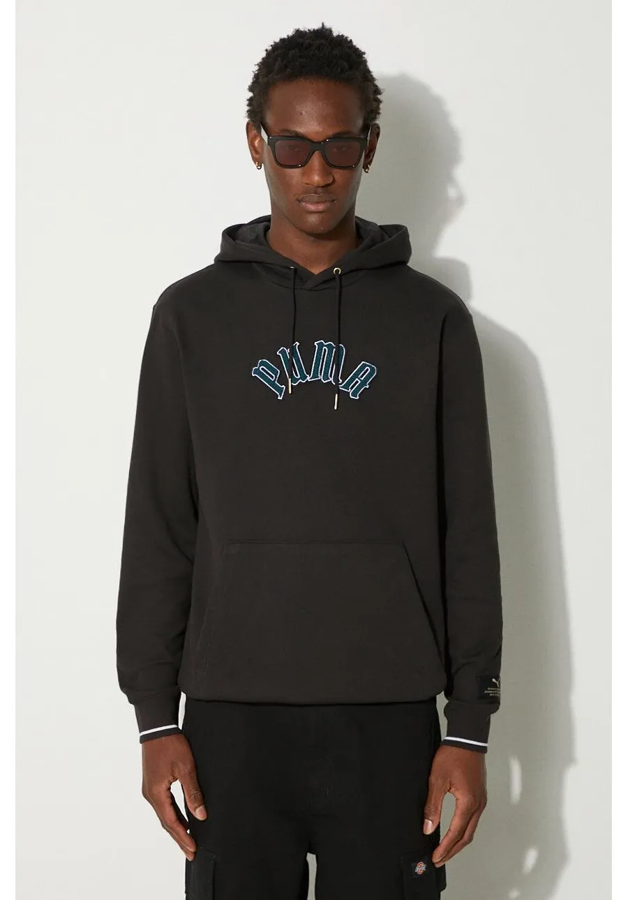 obrazek 1 Puma bluza bawełniana Classics Play Paris Hoodie męska kolor czarny z kapturem z aplikacją 626766