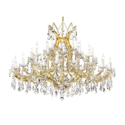 Zdjęcie Wyjątkowy żyrandol Mariateresa z pozłacaną metalową ramą pokrytą przezroczystymi kryształowymi zawieszkami - Il Paralume Marina