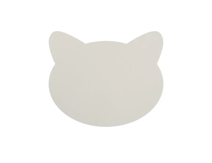 obrazek 2 Wyjątkowa podkładka na stół z wzorem kota wykonana ze skóry w kolorze białym i waniliowym