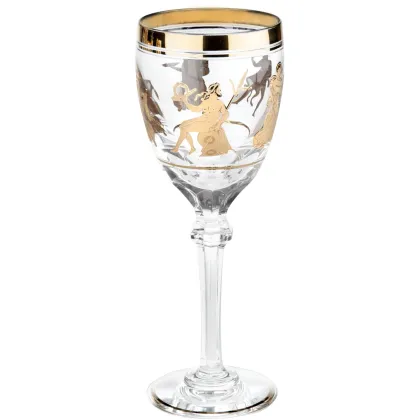 Zdjęcie Stylowy kryształowy kielich do czerwonego wina z kolekcji Jubilee ze złotym motywem dekoracyjnym inspirowanym mitologią grecką i rzymską - Vista Alegre
