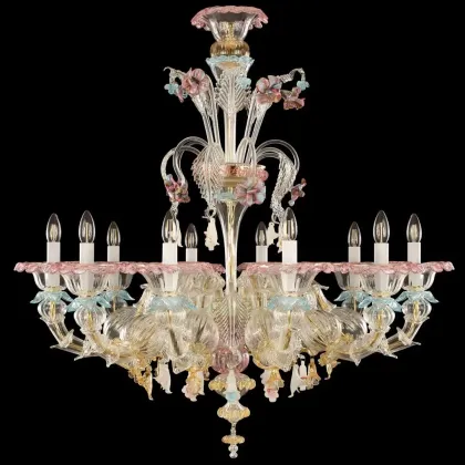 Zdjęcie Gustowny szklany żyrandol - wykonany ręcznie ze szkła murano prosto z Włoch