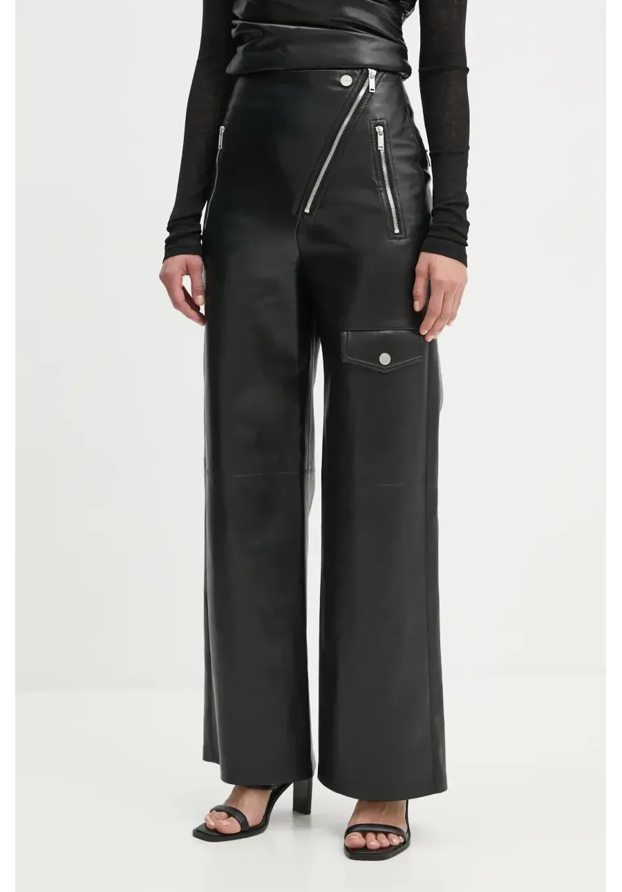 obrazek 1 Nanushka spodnie HAYES damskie kolor czarny proste high waist NW24FWPA45300