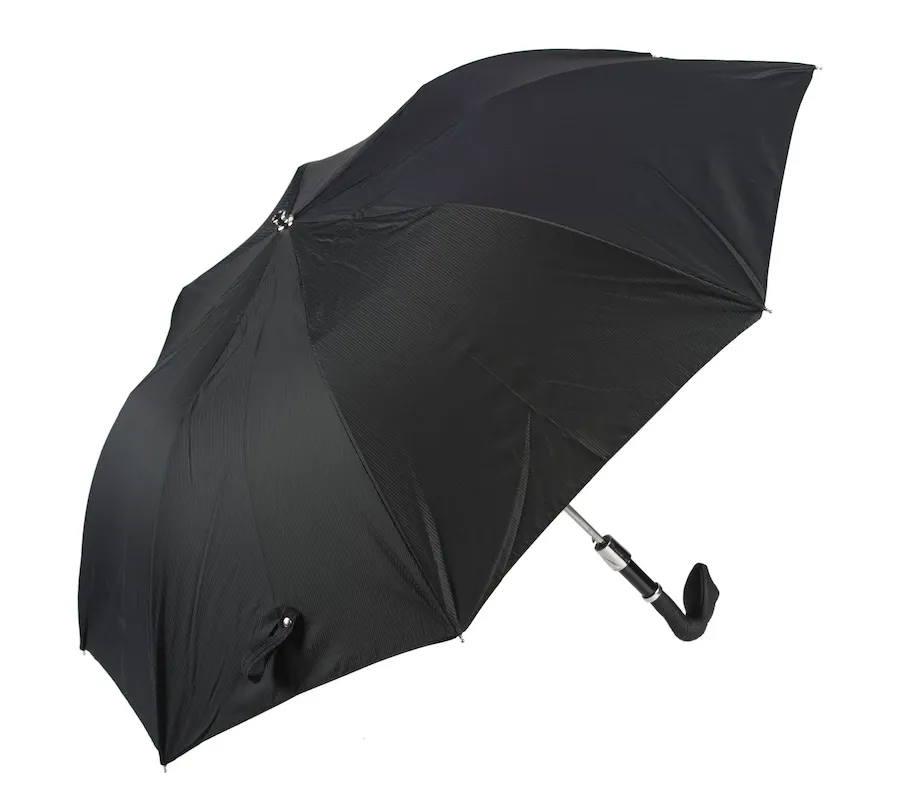 obrazek 7 Elegancki czarny parasol męski z gumowaną rączką w kształcie głowy węża - Pasotti