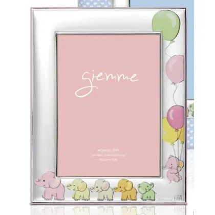 Picture Stylish silver photo frame 13x18 cm in blue with elephants