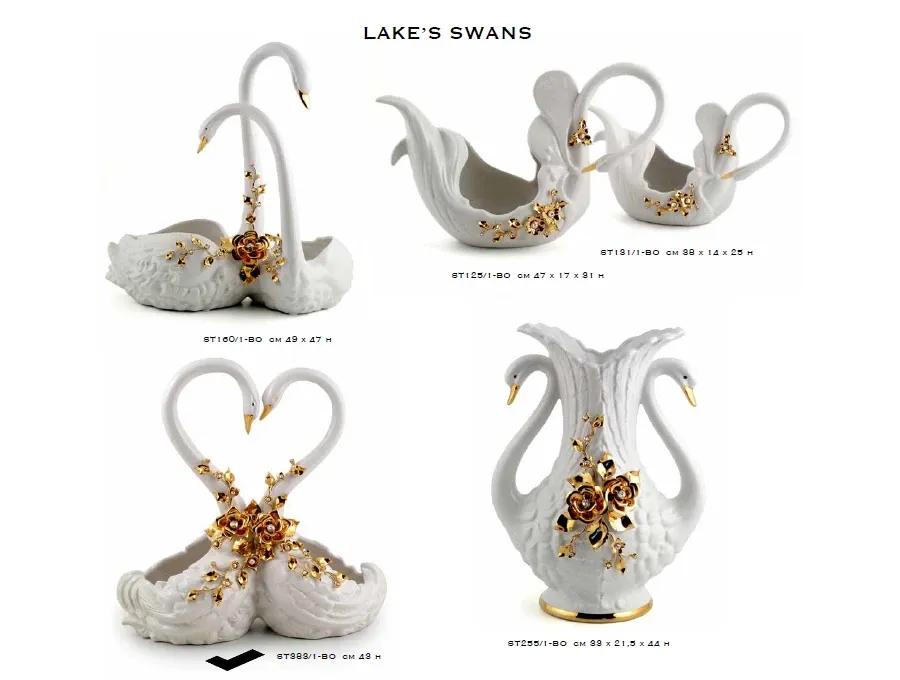 picture 1 Tasteful ceramic basket with swans - Bruno Costenaro