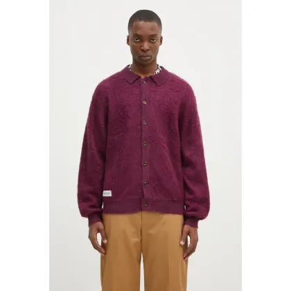 Zdjęcie Butter Goods kardigan Mohair Button Up Knitted Shirt męski kolor fioletowy BG243400