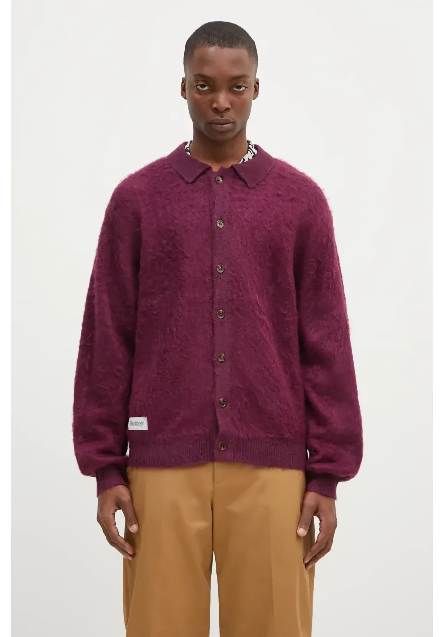 obrazek 1 Butter Goods kardigan Mohair Button Up Knitted Shirt męski kolor fioletowy BG243400