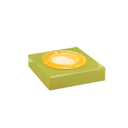 Picture Beautiful pistachio ashtray made of wood and hand-painted ceramics