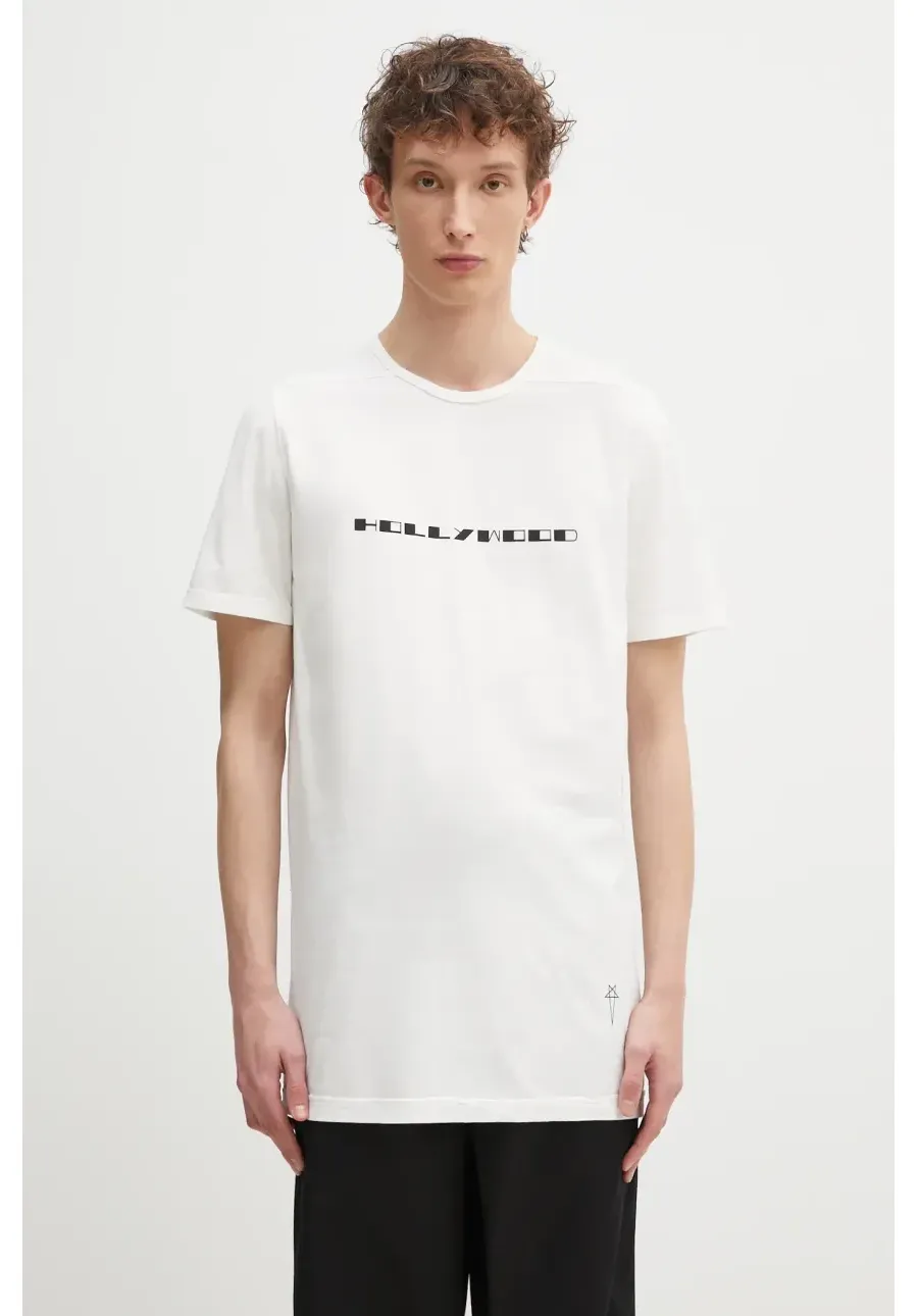 obrazek 1 Rick Owens t-shirt bawełniany Level T męski kolor biały z nadrukiem DU01E3250.RNEP5P