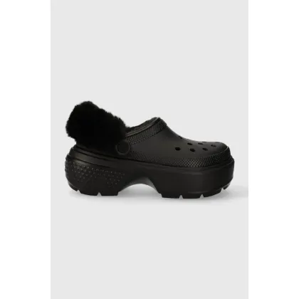 Zdjęcie Crocs klapki Stomp Lined Clog damskie kolor czarny na platformie 208546