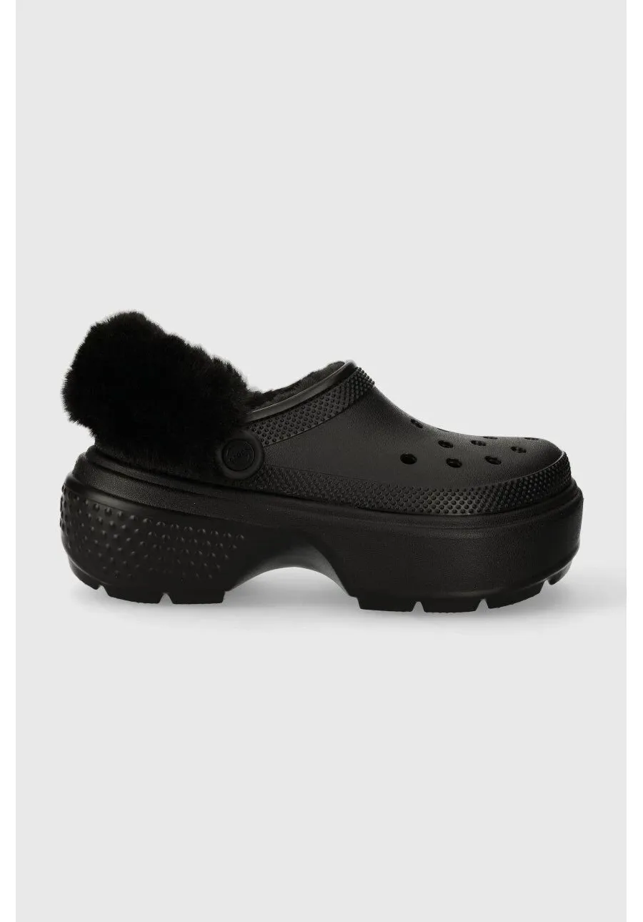 obrazek 1 Crocs klapki Stomp Lined Clog damskie kolor czarny na platformie 208546