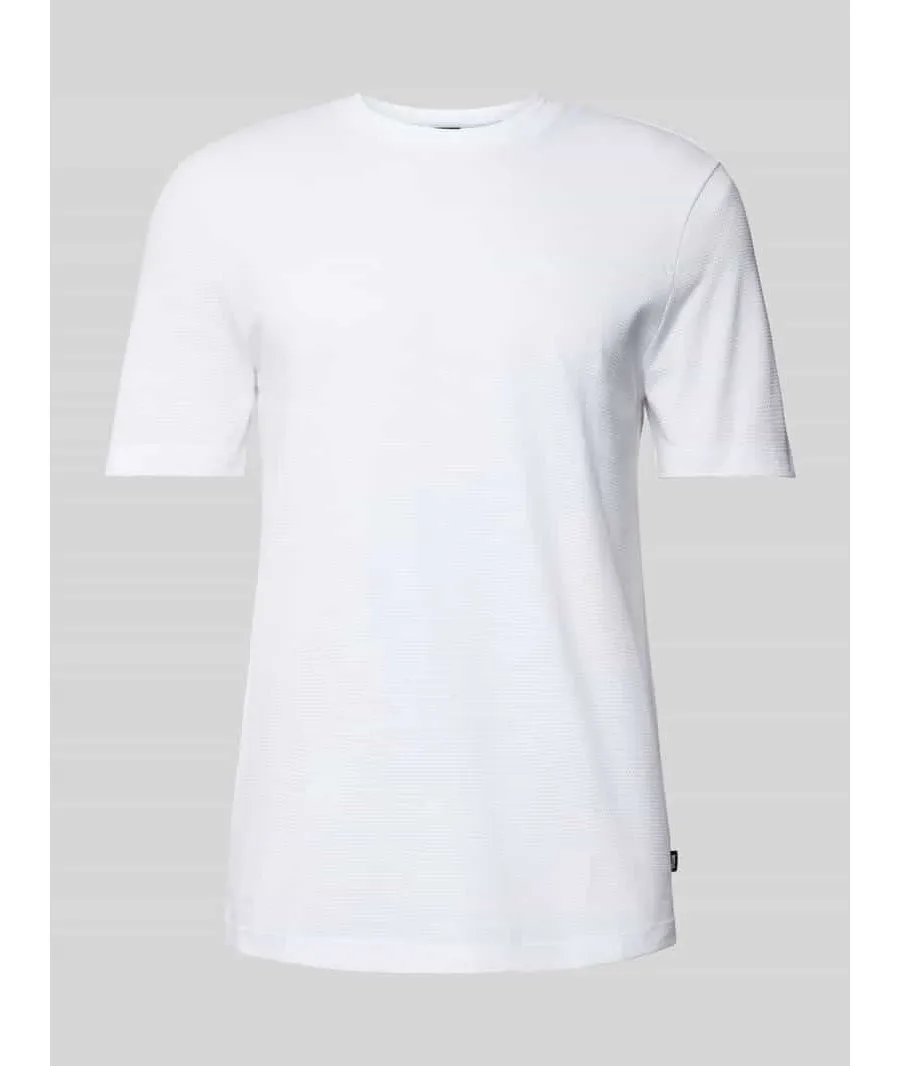 obrazek 1 T-shirt z prążkowanym, okrągłym dekoltem model ‘TIBURT’
