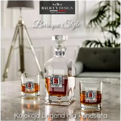 Zdjęcie Karafka i szklanki do whisky z bursztynem Legend
