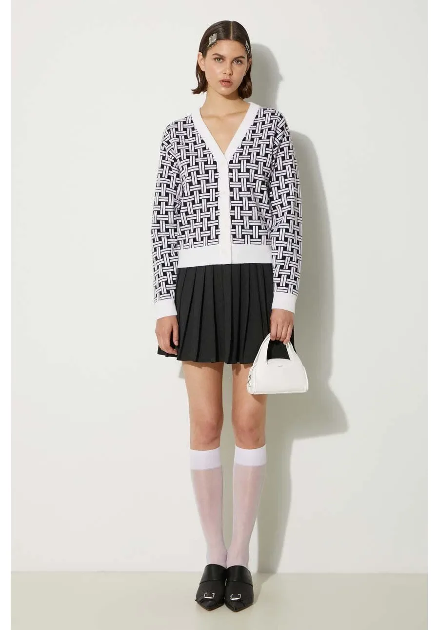 obrazek 1 Kenzo kardigan z domieszką wełny Weave Cardigan kolor biały FE62CA4723CA.02