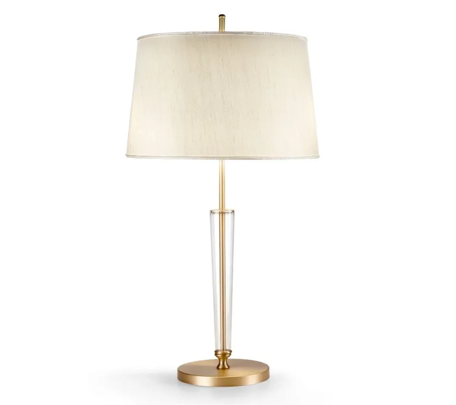 obrazek 1 Stylowa lampa stołowa ze stożkowym elementem szklanym i abażurem z tkaniny – Il Paralume Marina