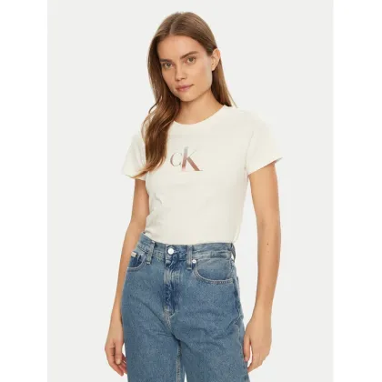 Zdjęcie Calvin Klein Jeans T-Shirt Gradient J20J224982 Écru Slim Fit