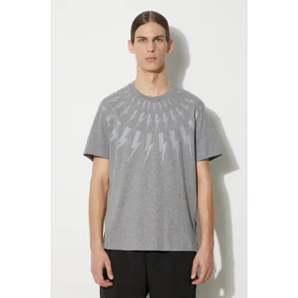 Zdjęcie Neil Barrett t-shirt bawełniany Fairisle Thunderbolt Slim męski kolor szary z nadrukiem MY70007S-Y524-756N
