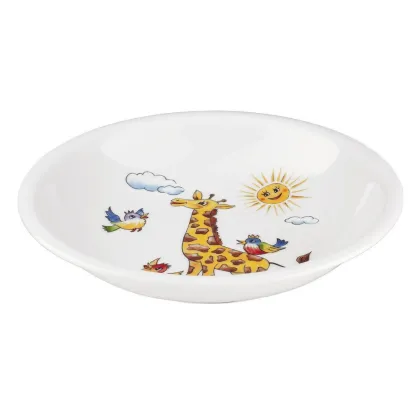 Zdjęcie Piękny stołowy okrągły talerz do zupy 20 cm zdobiony motywem żyrafy - Seltmann Weiden