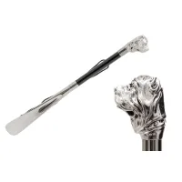 Picture Elegant black shoe horn with a handle in the shape of a mastiff's head - Pasotti
