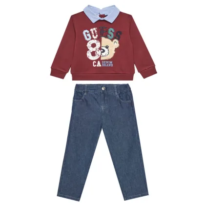 Zdjęcie Guess Komplet bluza i spodnie materiałowe N5YG13 KAX74 Bordowy Regular Fit