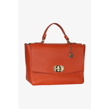 Zdjęcie Elegancka skórzana torebka w kolorze pomarańczowym - Terrida