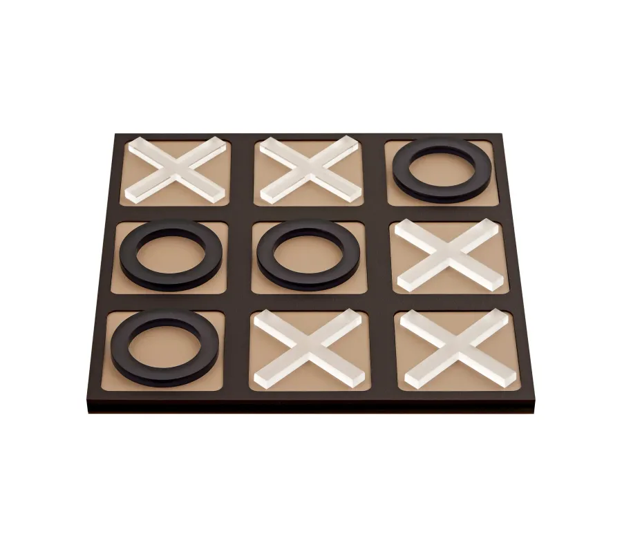 obrazek 2 Stylowa gra w kółko i krzyżyk 24x24xH1 cm z polem gry w kolorze czekoladowym