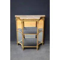 Zdjęcie Elegancki wiktoriański złocony stół przedpokojowy z marmurowym blatem - antyk