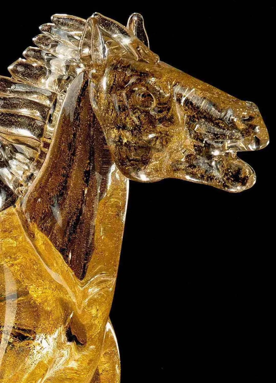 obrazek 4 Urokliwa rzeźba konia wyścigowego ze szkła Murano rozmiar L