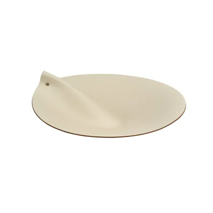 Picture Lid for a round basket Ø30 cm, made of light beige leather