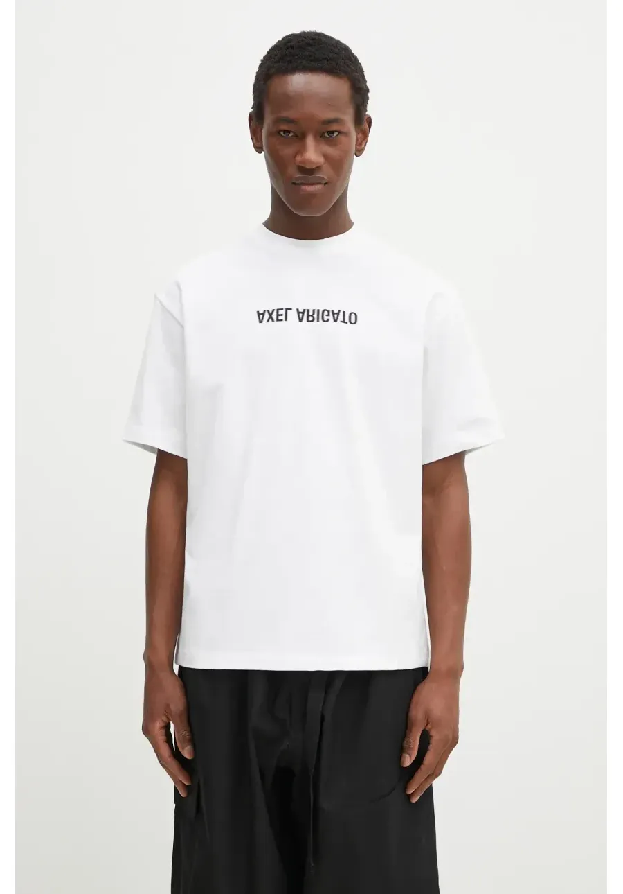 obrazek 1 Axel Arigato t-shirt bawełniany Washed T-Shirt męski kolor biały z nadrukiem A3118001